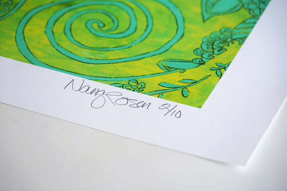 Green Curly Lady - Print