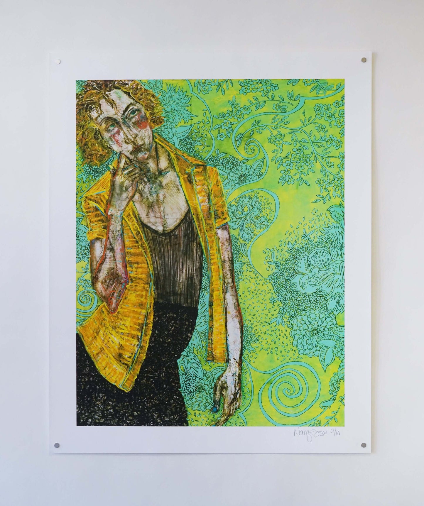Green Curly Lady - Print